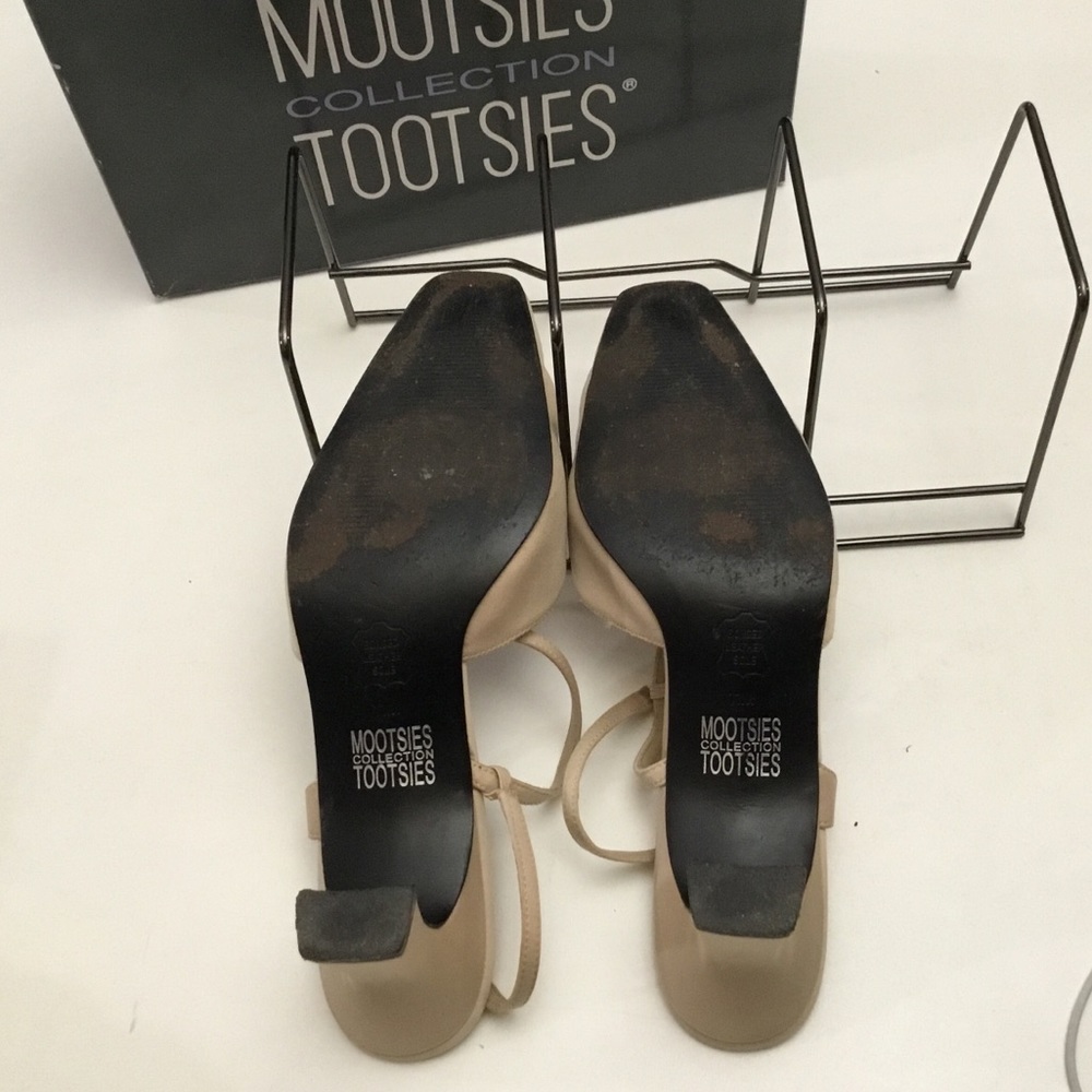 Mootsies Tootsies 11M Geisha Champagne Satin 3.25” Heels - CZ Buckles - Wedding - Picture 5 of 10